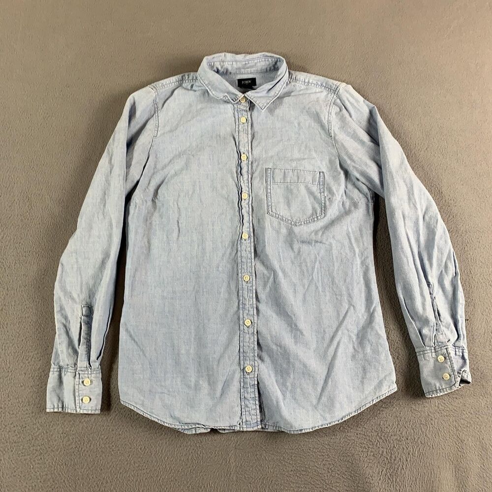 J.Crew Shirt Womens Small Blue Chambray Long Sleeve Button Up Casual Top